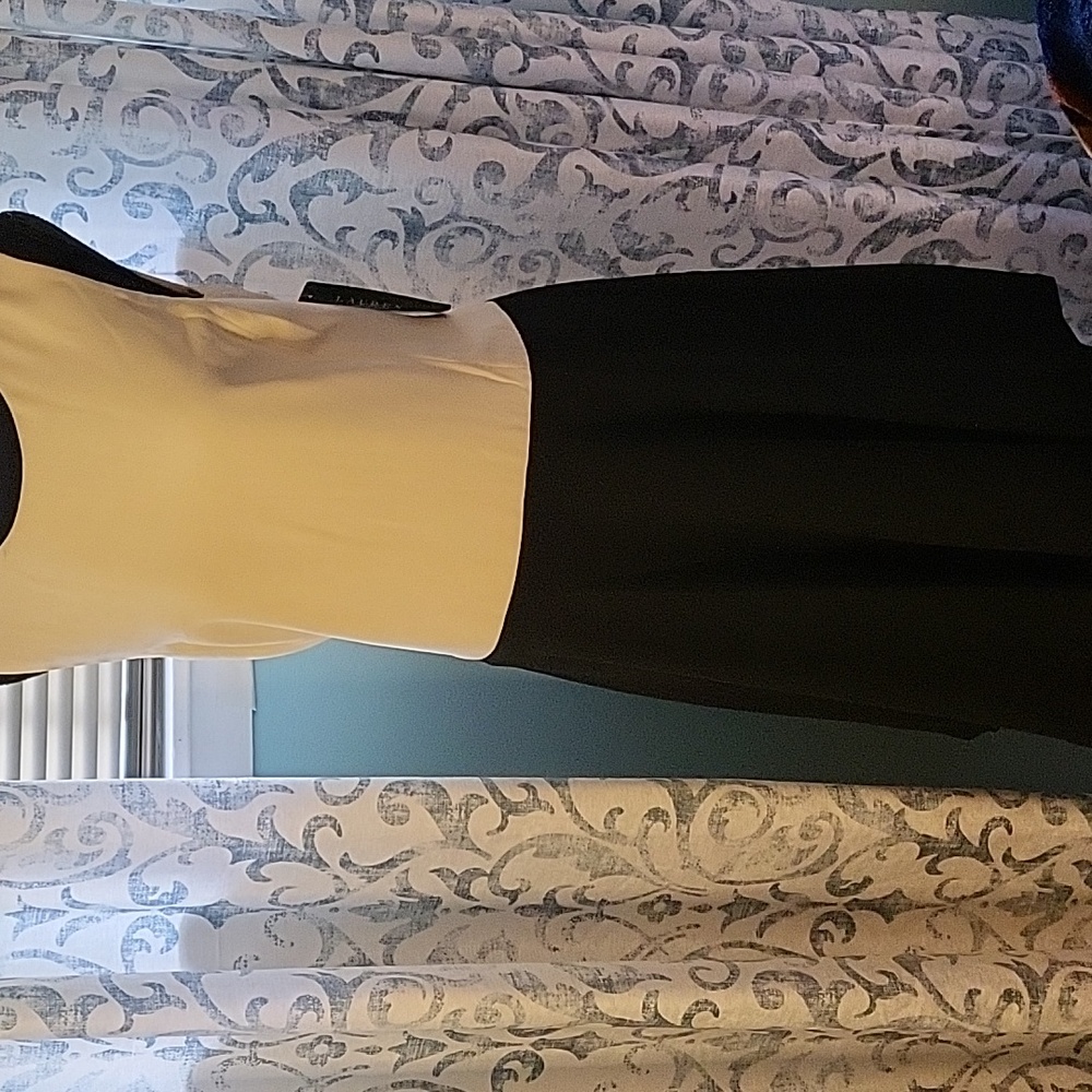 Lauren ralph lauren cream & black fitted top, flare bottom size 12 dress